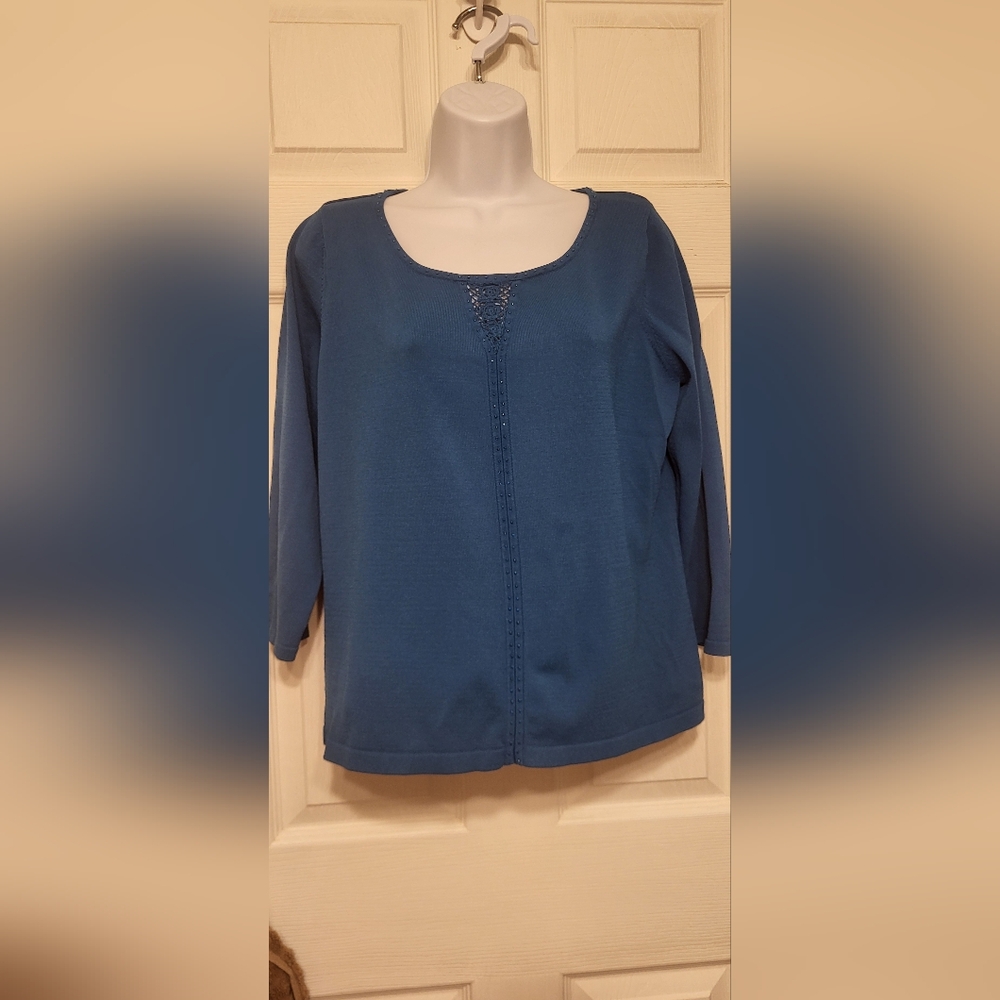 Womens cardigan sweater top dress barn size medium dark teal color